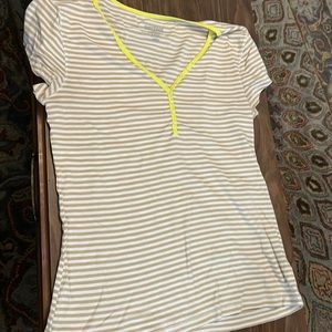 Old navy tan/white striped top
